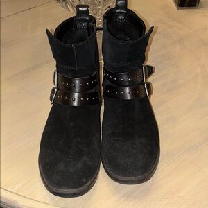 Clarks Black Ankle Boots with Studded Straps